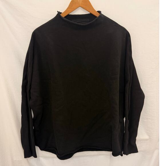 Frank & Eileen Effie Long Sleeve Funnel Neck Capelet Black Large Fall Oversized - Picture 3 of 6